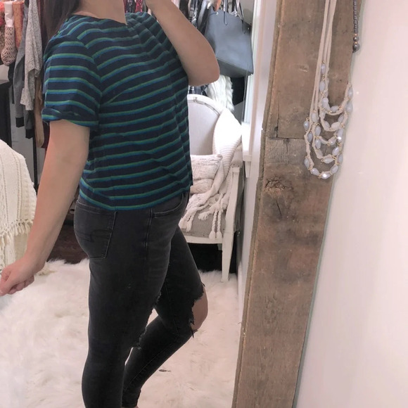 JCREW size large cotton blue striped top - Picture 3 of 5